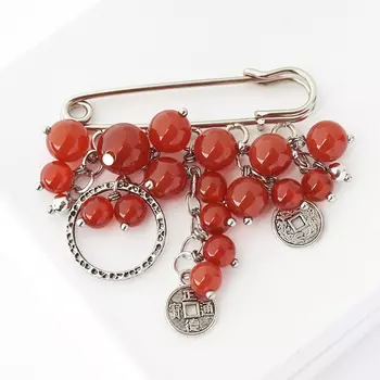 Брошь сердолик (биж. сплав) (булавка)