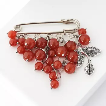 Брошь сердолик (биж. сплав) (булавка)