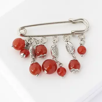 Брошь сердолик (биж. сплав) (булавка)