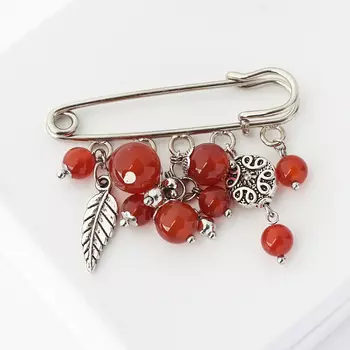 Брошь сердолик (биж. сплав) (булавка)