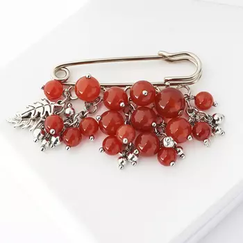 Брошь сердолик (биж. сплав) (булавка)