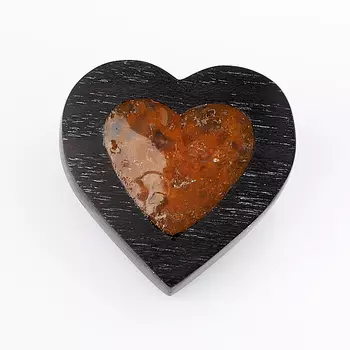 Брошь сердолик (биж. сплав, дерево)