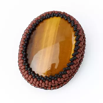 Брошь тигровый глаз (биж. сплав)