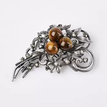 Брошь тигровый глаз (биж. сплав)