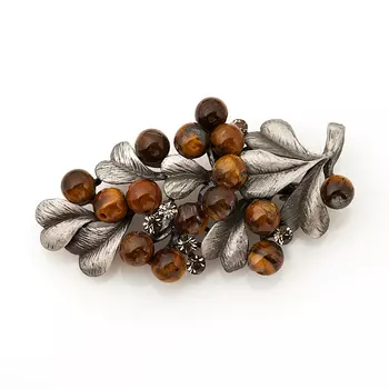 Брошь тигровый глаз (биж. сплав)