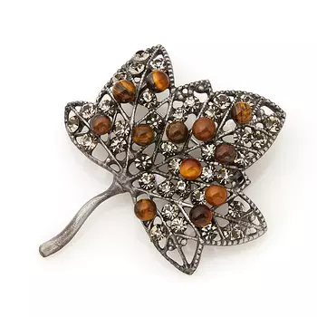 Брошь тигровый глаз (биж. сплав)