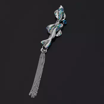 Брошь топаз лондон (серебро 925 пр. родир. бел., родир. черн.) огранка