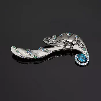 Брошь топаз лондон (серебро 925 пр. родир. бел., родир. черн.) огранка