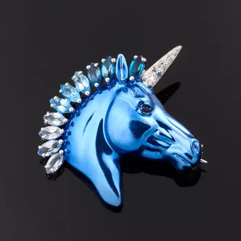 Брошь топаз swiss, голубой, лондон огранка (серебро 925 пр.)