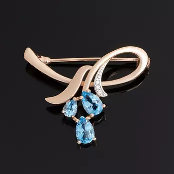 Брошь топаз swiss (серебро 925 пр. позолота) огранка