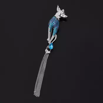 Брошь топаз swiss (серебро 925 пр. родир. бел., родир. черн.) огранка