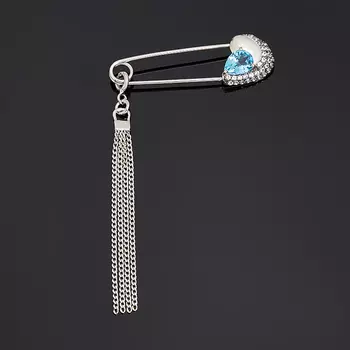 Брошь топаз swiss (серебро 925 пр. родир. бел., родир. черн.) огранка (булавка)