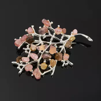 Брошь турмалин (биж. сплав посеребр.)