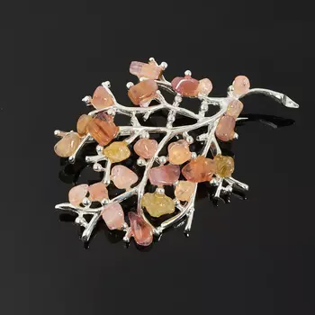 Брошь турмалин (биж. сплав посеребр.)