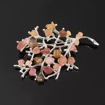 Брошь турмалин (биж. сплав посеребр.)