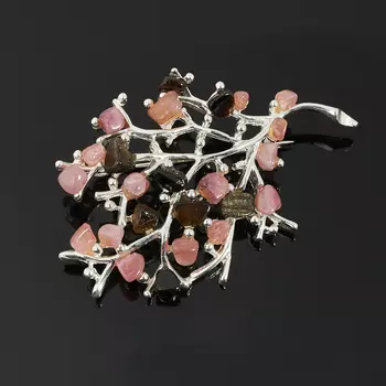 Брошь турмалин (биж. сплав посеребр.)