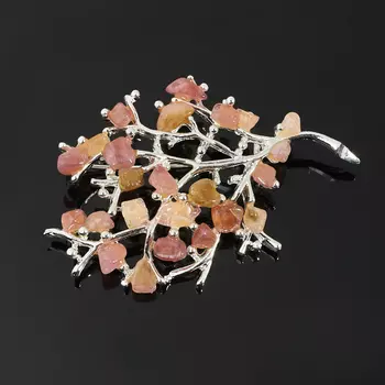 Брошь турмалин (биж. сплав посеребр.)