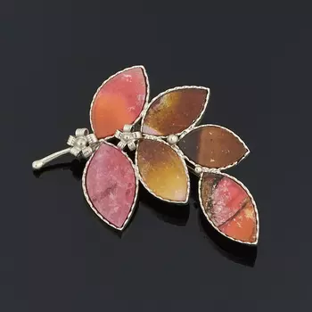 Брошь турмалин (мельхиор)