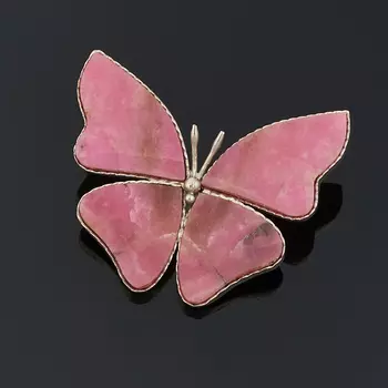 Брошь турмалин розовый (рубеллит) (мельхиор)