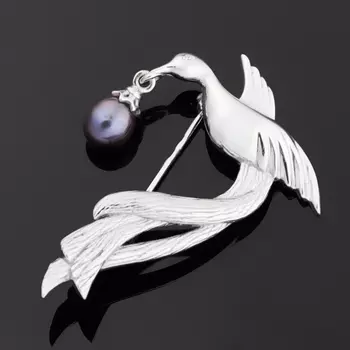 Брошь жемчуг черный (серебро 925 пр. родир. бел.)