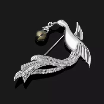 Брошь жемчуг черный (серебро 925 пр. родир. бел.)