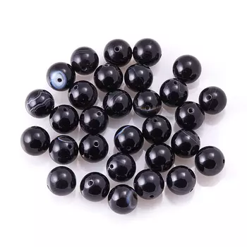 Бусина агат черный шарик 12-12,5 мм (1 шт)