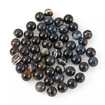 Бусина агат черный шарик 8-8,5 мм (1 шт)
