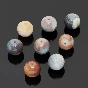 Бусина агат серый шарик 12 мм огранка (1 шт)