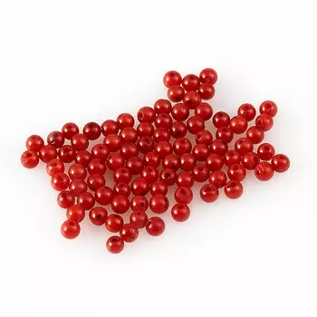 Бусина коралл красный шарик 2 мм (1 шт)