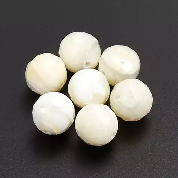 Бусина перламутр белый шарик 6 мм огранка (1 шт)