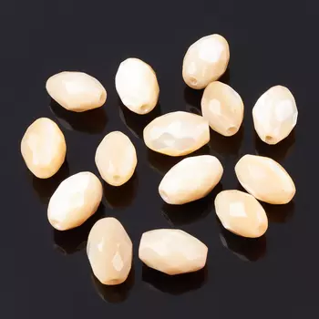 Бусина перламутр бежевый 6,5*10 мм огранка (1 шт)