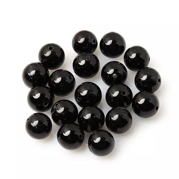 Бусина турмалин черный (шерл) шарик 10-10,5 мм (1 шт)