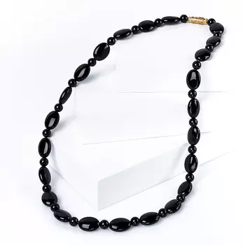 Бусы агат черный 6 мм 47 см (биж. сплав)