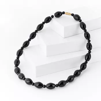 Бусы агат черный 50 см