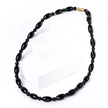 Бусы агат черный 50 см (биж. сплав)