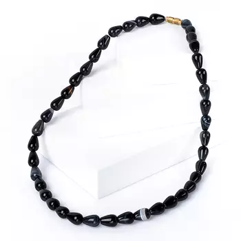 Бусы агат черный 50 см (биж. сплав)