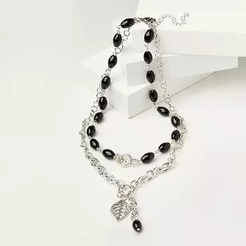 Бусы агат черный (биж. сплав, сталь хир.) огранка 40 см (+7 см)