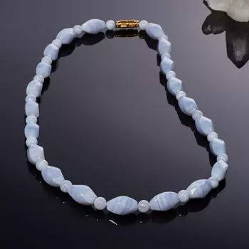 Бусы агат голубой (биж. сплав) 52 см