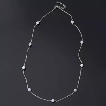 Бусы агат голубой (биж. сплав, сталь хир.) (цепочка) длинные 8 мм 75 см (+7 см)