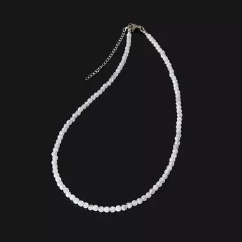 Бусы агат голубой (биж. сплав, сталь хир.) 4 мм 45 см (+7 см)