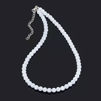 Бусы агат голубой (биж. сплав, сталь хир.) 6 мм 46 см (+7 см)