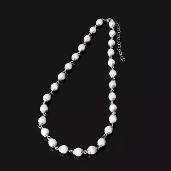 Бусы агат голубой (биж. сплав, сталь хир.) 8 мм 45 см (+7 см)