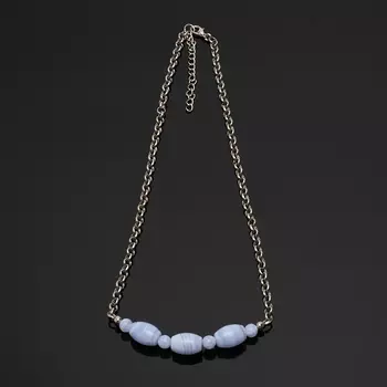 Бусы агат голубой (колье) 47 см (+7 см) (биж. сплав)