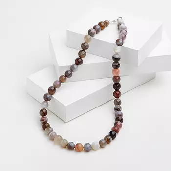 Бусы агат серый 10 мм 48 см (биж. сплав)