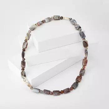 Бусы агат серый 48 см (биж. сплав)