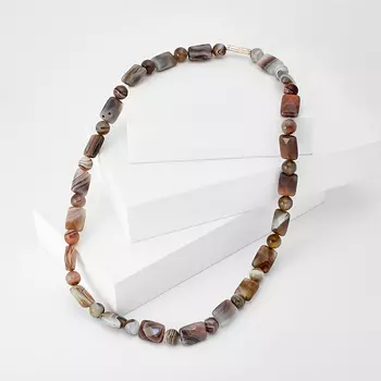 Бусы агат серый 8 мм 48 см (биж. сплав)