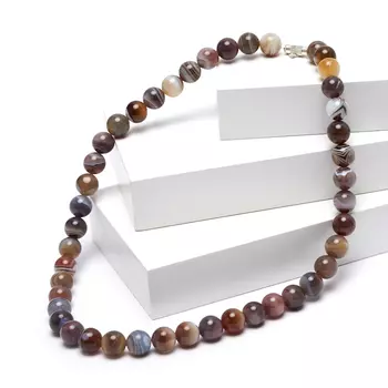 Бусы агат серый (биж. сплав) 10 мм 48 см