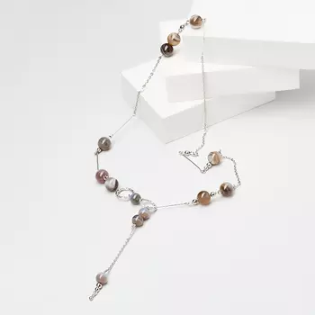 Бусы агат серый (биж. сплав, сталь хир.) (колье) 45 см