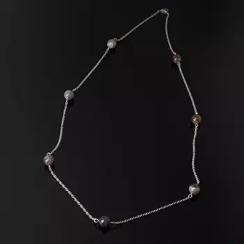 Бусы агат серый (биж. сплав, сталь хир.) (цепочка) длинные 10 мм 72 см
