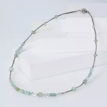 Бусы аквамарин (биж. сплав) (колье) 46 см